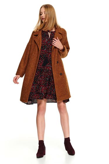 Palton Top Secret piersica casual cu croi larg cu buzunare si inchidere cu capse