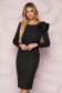 Rochie din stofa usor elastica neagra midi tip creion cu volanase pe umar - StarShinerS 1 - StarShinerS.ro