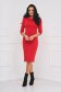 Red dress midi pencil from elastic fabric with 3/4 sleeves - StarShinerS 4 - StarShinerS.com