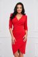 Red dress midi pencil textured crepe wrap over front - StarShinerS 2 - StarShinerS.com