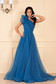 Turquoise tulle dress with a flared cut on the shoulder accessorized with a belt - Ana Radu 1 - StarShinerS.com