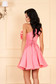 Ana Radu pink dress luxurious short cut cloche from veil fabric detachable cord with inside lining one shoulder with ruffles on the chest 3 - StarShinerS.com