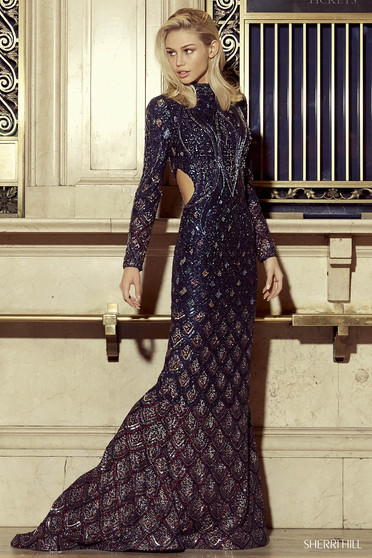 Rochie Sherri Hill 53133 navy/multi