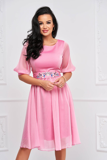Mother in law dresses, - StarShinerS lightpink dress midi cloche airy fabric - StarShinerS.com