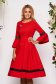 Red dress elegant midi cloche with bell sleeve with 3/4 sleeves with rounded cleavage 1 - StarShinerS.com