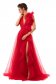 Ana Radu red occasional dress with v-neckline flaring cut from tulle 1 - StarShinerS.com