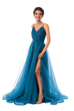 Ana Radu turquoise long cloche dress