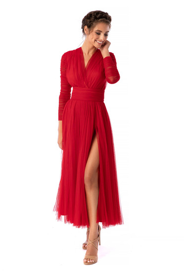 Rochie Ana Radu rosie de lux midi