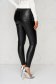 Colanti din piele ecologica negri cu talie normala si elastic in talie - SunShine 2 - StarShinerS.ro