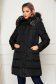 Black casual jacket from slicker with inside lining with pockets with faux fur accessory 1 - StarShinerS.com