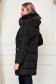 Black casual jacket from slicker with inside lining with pockets with faux fur accessory 2 - StarShinerS.com
