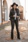 Black jacket from ecological leather arched cut fur collar with faux fur lining 5 - StarShinerS.com