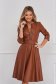 Rochie din piele ecologica maro midi in clos cu accesoriu tip curea - SunShine 1 - StarShinerS.ro