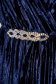 Rochie albastru-inchis de ocazie din material catifelat cu maneci lungi cu decolteu in v si accesorizata cu un accesoriu cu pietre 5 - StarShinerS.ro