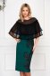 Green occasional pencil midi dress with ruffles on the chest with tented cut overlay material at bust 1 - StarShinerS.com