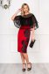 Red occasional pencil midi dress with ruffles on the chest with tented cut overlay material at bust 3 - StarShinerS.com