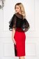 Red occasional pencil midi dress with ruffles on the chest with tented cut overlay material at bust 2 - StarShinerS.com