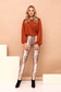 Brown trousers elastic waist high waisted straight long 1 - StarShinerS.com