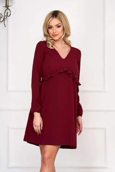 Rochie StarShinerS visinie scurta de zi cu croi larg cu volanase si decolteu in v