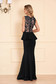 Dress black with v-neckline with net accessory mermaid dress occasional peplum 2 - StarShinerS.com
