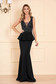 Dress black with v-neckline with net accessory mermaid dress occasional peplum 3 - StarShinerS.com