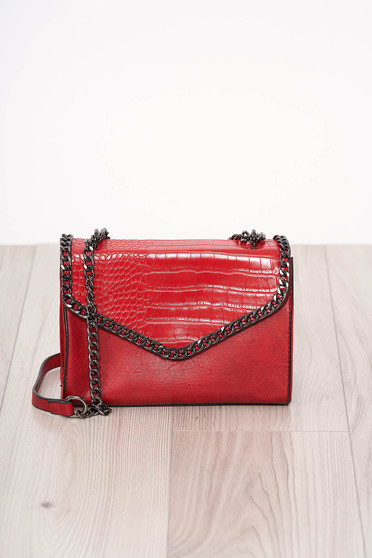 Geanta dama SunShine rosie material din piele ecologica imitatie de piele de sarpe cu maner lung tip lantisor accesorizata cu fermoar
