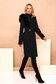 Coat black cloth with faux fur details accessorized with tied waistband 3 - StarShinerS.com
