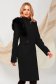 Coat black cloth with faux fur details accessorized with tied waistband 1 - StarShinerS.com