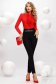 Women`s shirt red elegant tented short cut cotton with ruffle details accessorized with breastpin high collar 1 - StarShinerS.com