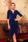 Dress darkblue occasional velvet with sequins with v-neckline wrap over front strass slit 1 - StarShinerS.com