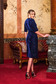 Dress darkblue occasional velvet with sequins with v-neckline wrap over front strass slit 2 - StarShinerS.com