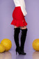 Red skirt elegant short cut cloche knitted with ruffle details with pearls 2 - StarShinerS.com
