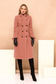 Lightpink long straight occasional coat with turtle neck with button accessories 1 - StarShinerS.com