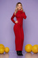 Red dress casual daily long pencil with turtle neck knitted arched cut 6 - StarShinerS.com
