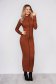 Rochie SunShine maro casual lunga de zi tip creion pe gat tricotata cu un croi cambrat 1 - StarShinerS.ro