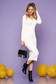White dress casual daily knitted fabric long sleeved arched cut with v-neckline 3 - StarShinerS.com