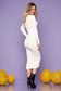 White dress casual daily knitted fabric long sleeved arched cut with v-neckline 2 - StarShinerS.com