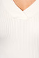 White dress casual daily knitted fabric long sleeved arched cut with v-neckline 4 - StarShinerS.com