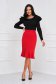 StarShinerS red office pencil skirt with ruffle details midi 3 - StarShinerS.com