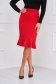 StarShinerS red office pencil skirt with ruffle details midi 1 - StarShinerS.com