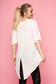 StarShinerS white women`s blouse elegant long from veil asymmetrical flared with graphic details 3 - StarShinerS.com