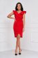- StarShinerS red dress with tented cut frilly trim around cleavage line thin fabric 3 - StarShinerS.com