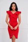 Rochie din material subtire rosie cu un croi mulat si volanase pe linia decolteului - StarShinerS 1 - StarShinerS.ro