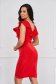 - StarShinerS red dress with tented cut frilly trim around cleavage line thin fabric 2 - StarShinerS.com