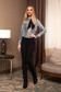 Bluza dama PrettyGirl neagra eleganta scurta pe gat cu fundita si imprimeuri grafice 1 - StarShinerS.ro