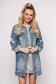 Blue jacket casual midi denim with ruptures long sleeved 1 - StarShinerS.com