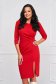 Red Midi Pencil Dress Made of Slightly Stretchy Fabric with Leg Slit - StarShinerS 1 - StarShinerS.com