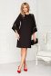 Dress StarShinerS black occasional cloth midi flared cut with inside lining bell sleeves 3 - StarShinerS.com
