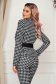 Black jacket elegant short cut tented with print details dogtooth accessorized with a waistband 2 - StarShinerS.com