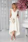 Dress StarShinerS cream asymmetrical occasional cloche from satin sleeveless with lace details 4 - StarShinerS.com